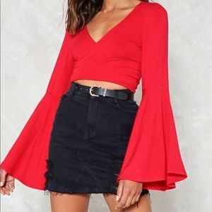 Nasty Gal Out of Step Crop Top in Red